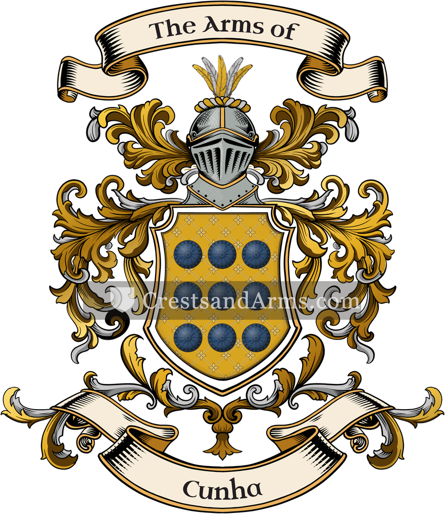 The Cunha coat of arms, drawn from the recorded blazon