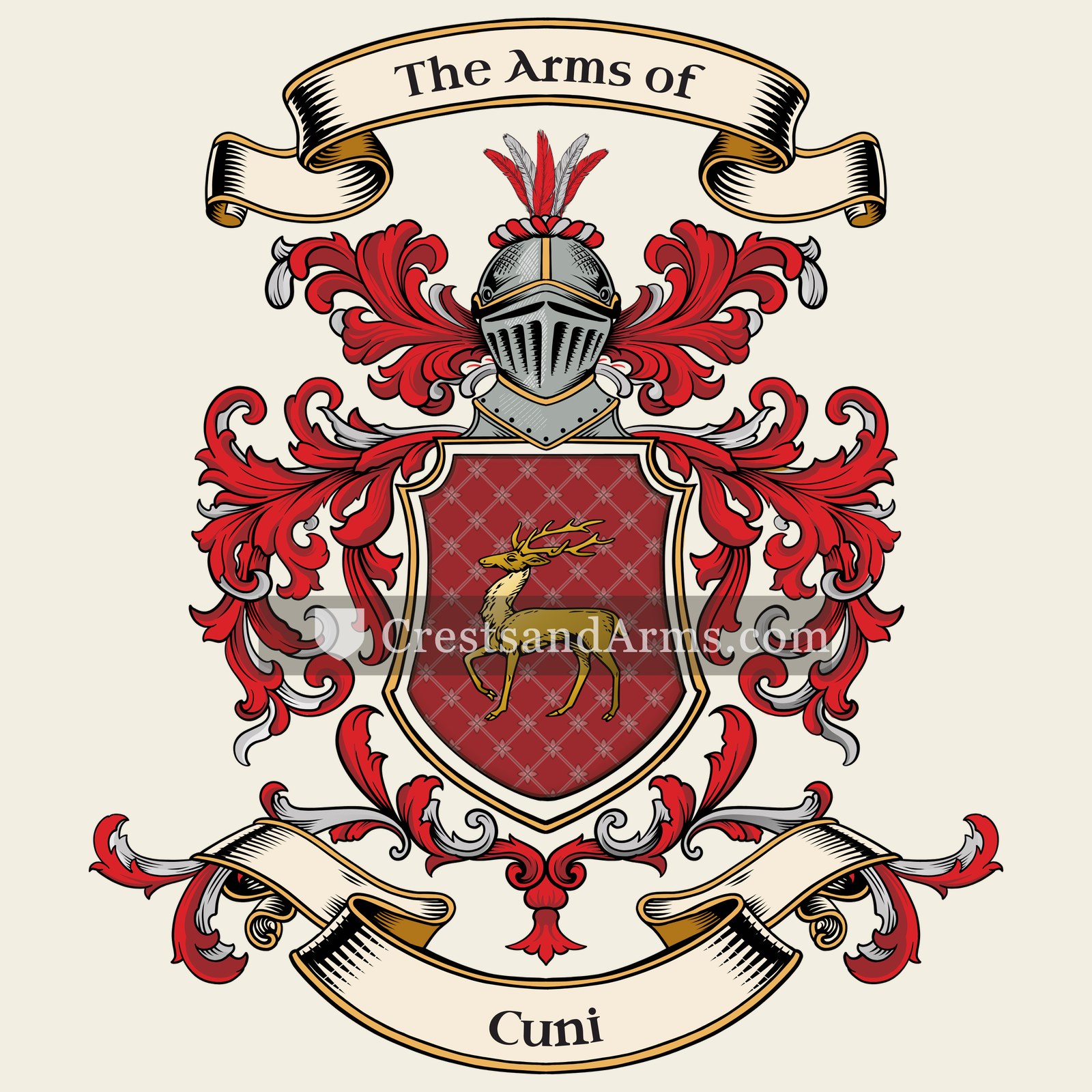 The Cuni coat of arms, drawn from the recorded blazon