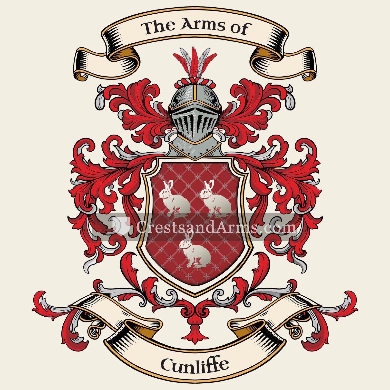 The Cunliffe coat of arms, drawn from the recorded blazon