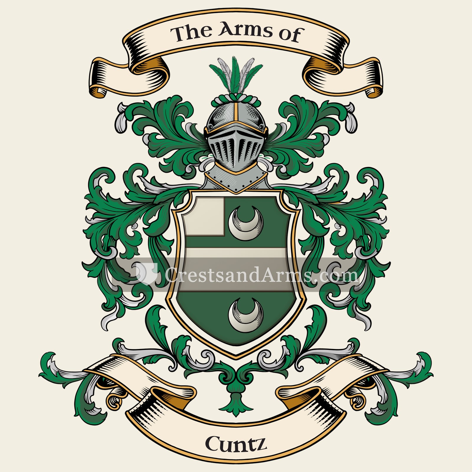 The Cuntz coat of arms, drawn from the recorded blazon