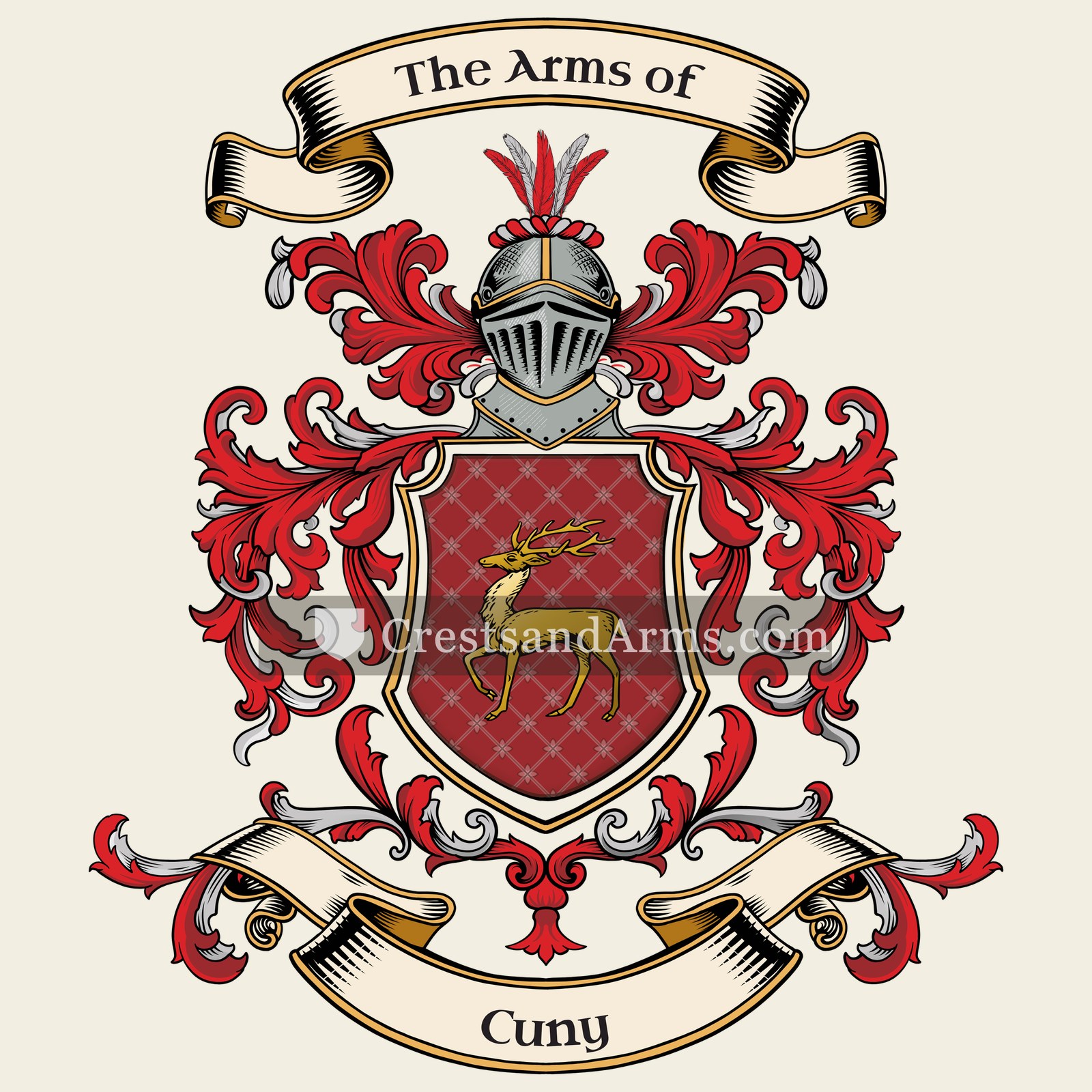 The Cuny coat of arms, drawn from the recorded blazon