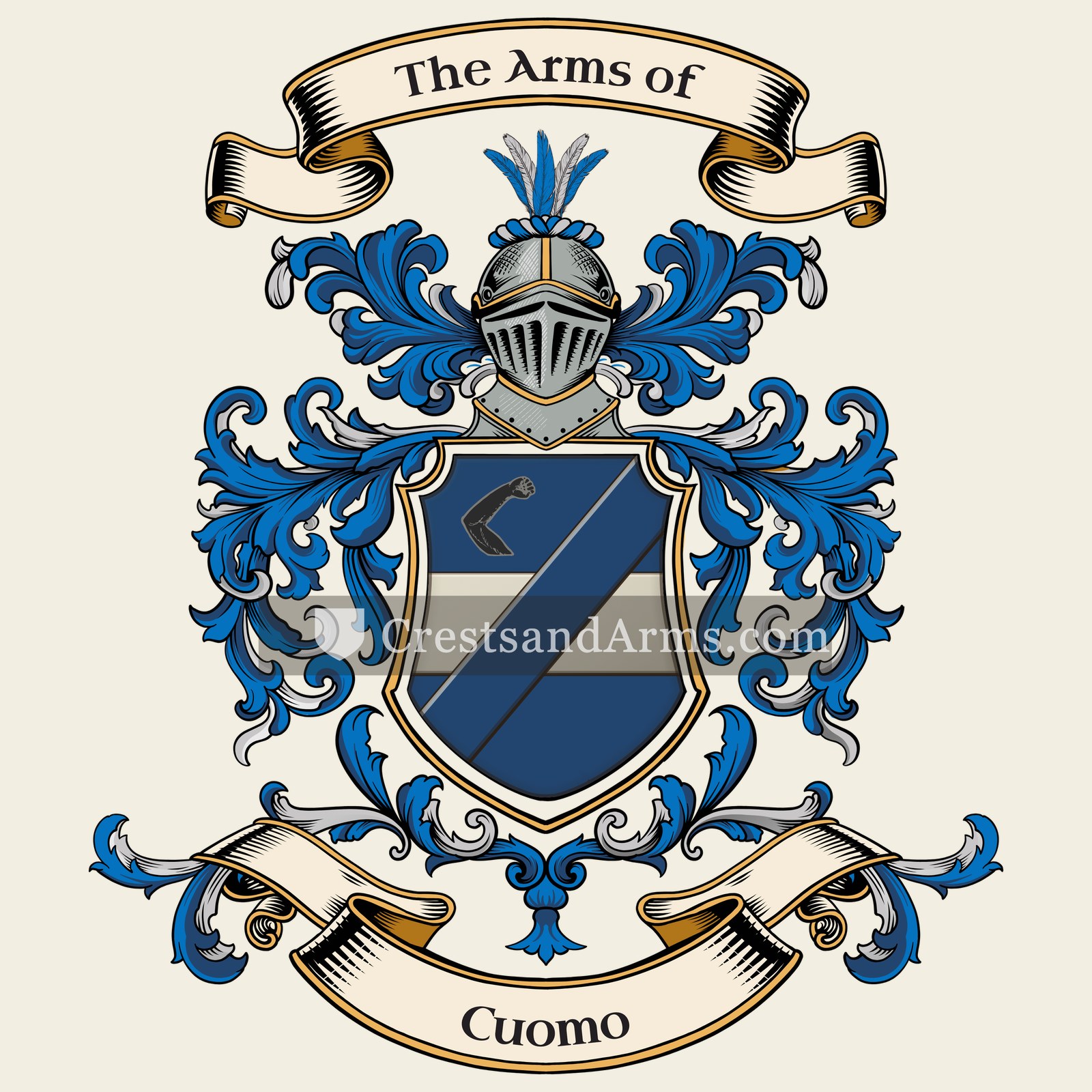 The Cuomo coat of arms, drawn from the recorded blazon
