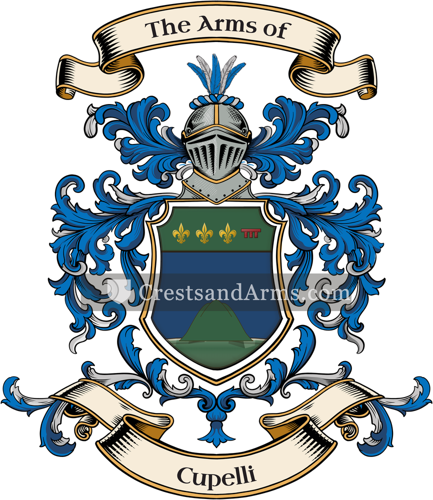 The Cupelli coat of arms, drawn from the recorded blazon