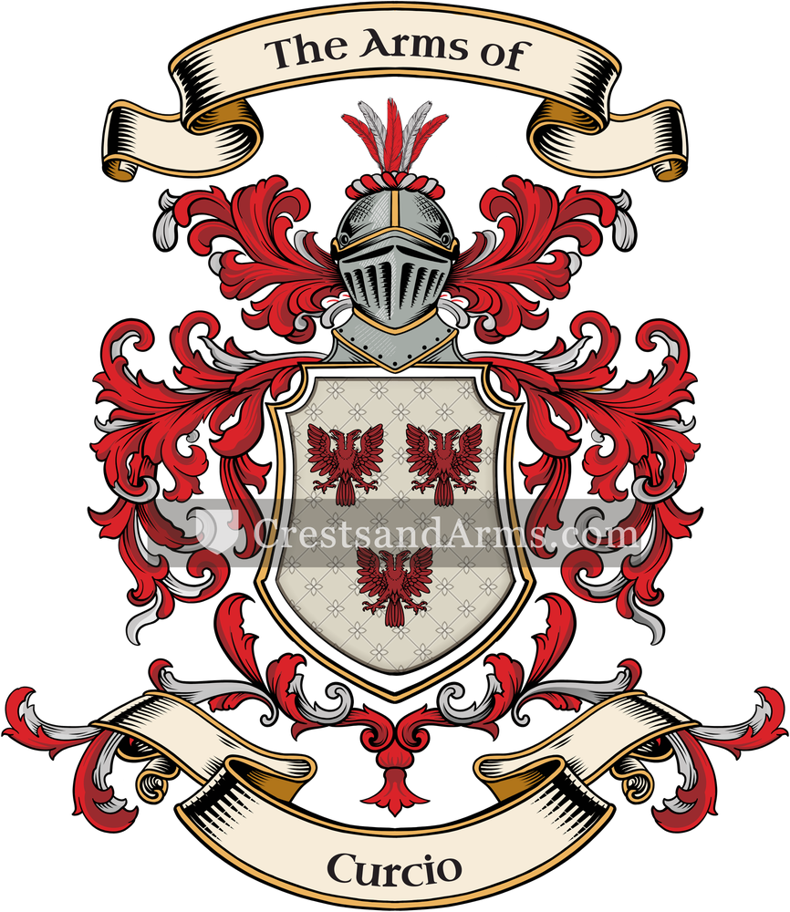 The Curcio coat of arms, drawn from the recorded blazon