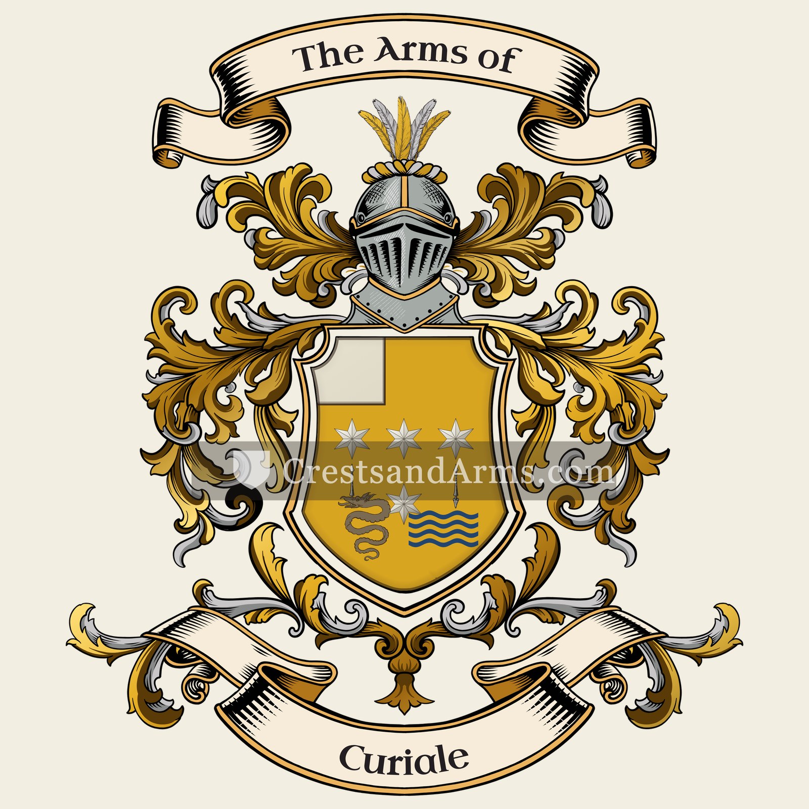The Curiale coat of arms, drawn from the recorded blazon