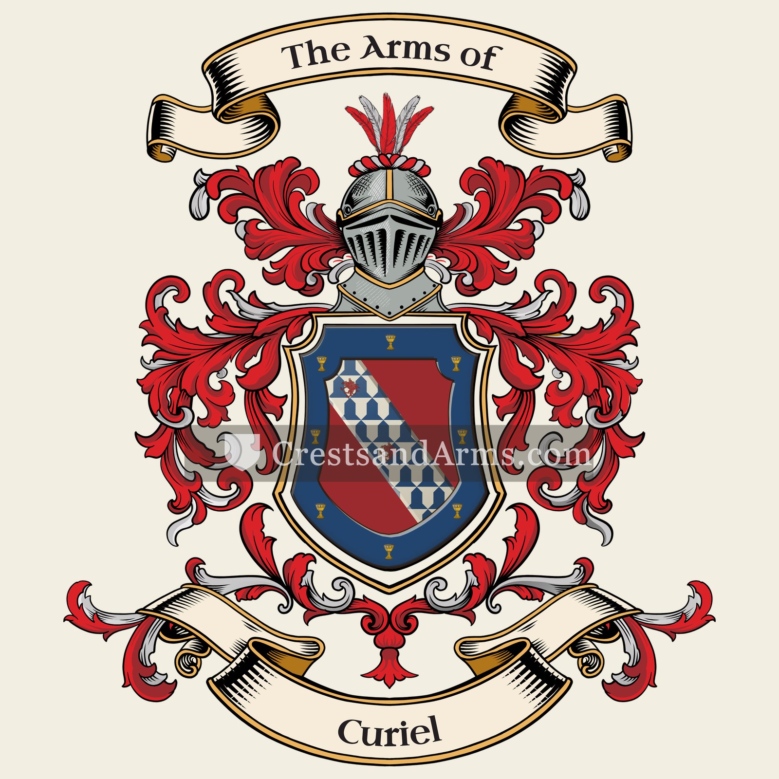 The Curiel coat of arms, drawn from the recorded blazon