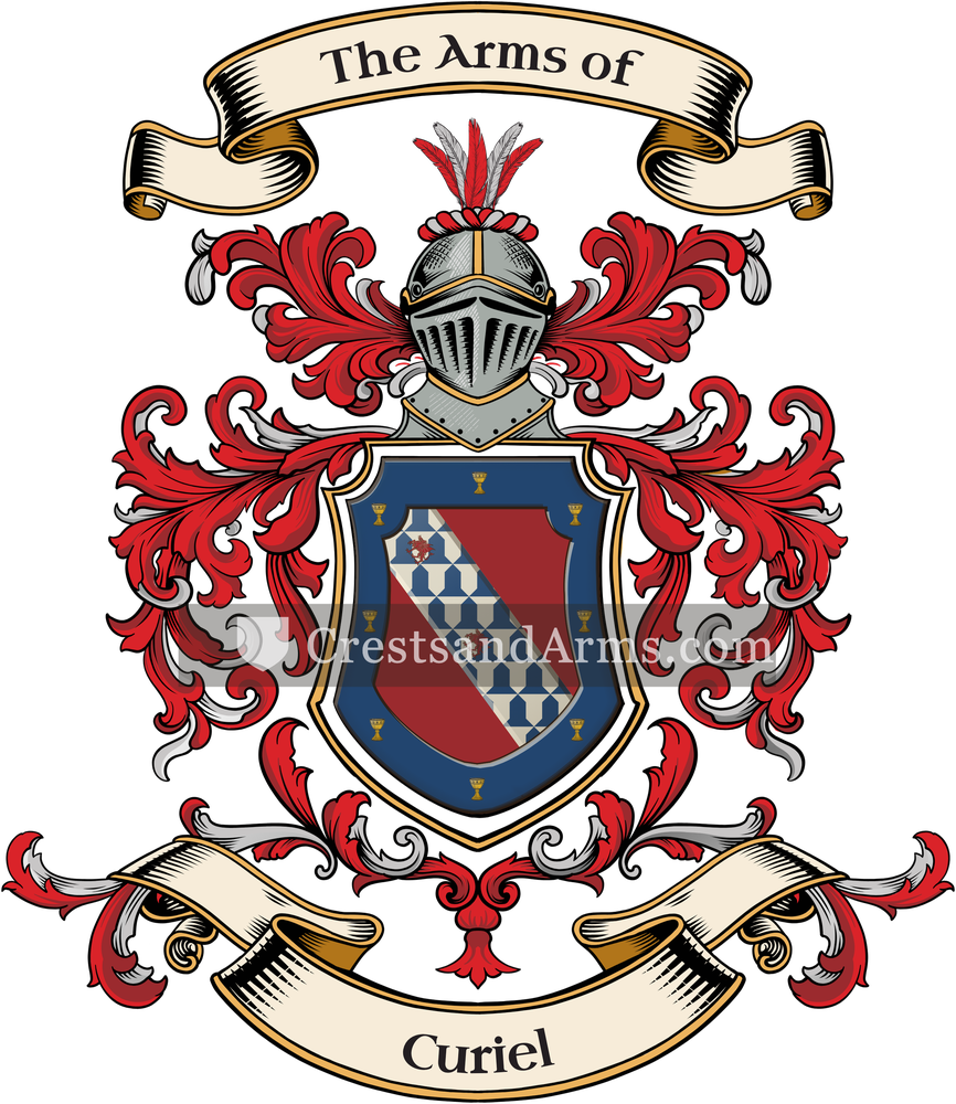 The Curiel coat of arms, drawn from the recorded blazon