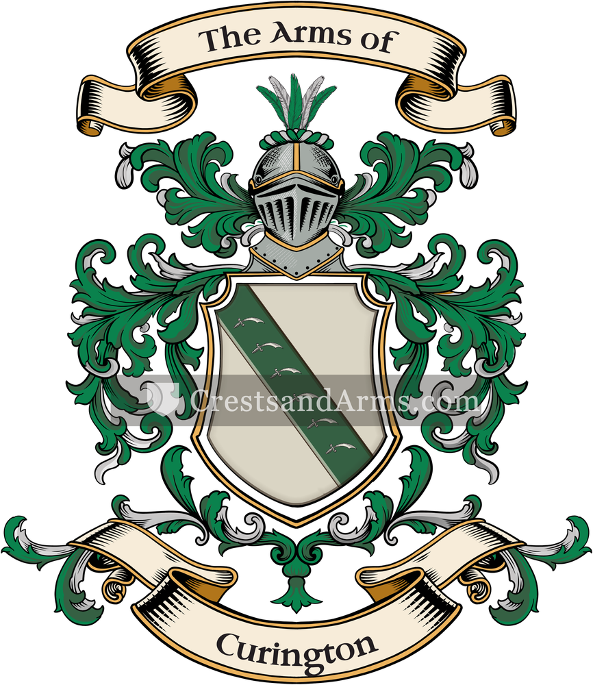 The Curington coat of arms, drawn from the recorded blazon