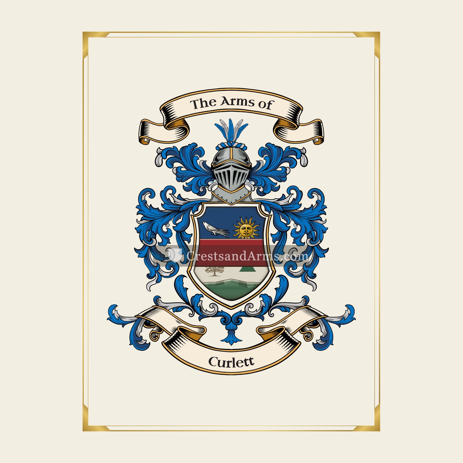 With gold border