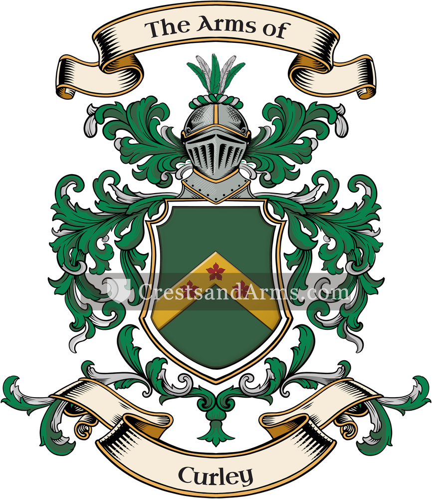 The Curley coat of arms, drawn from the recorded blazon