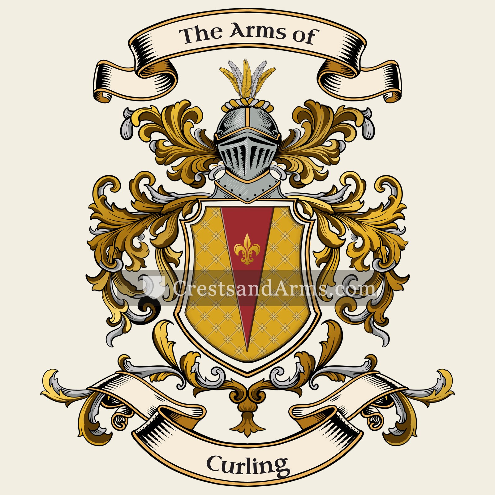 The Curling coat of arms, drawn from the recorded blazon