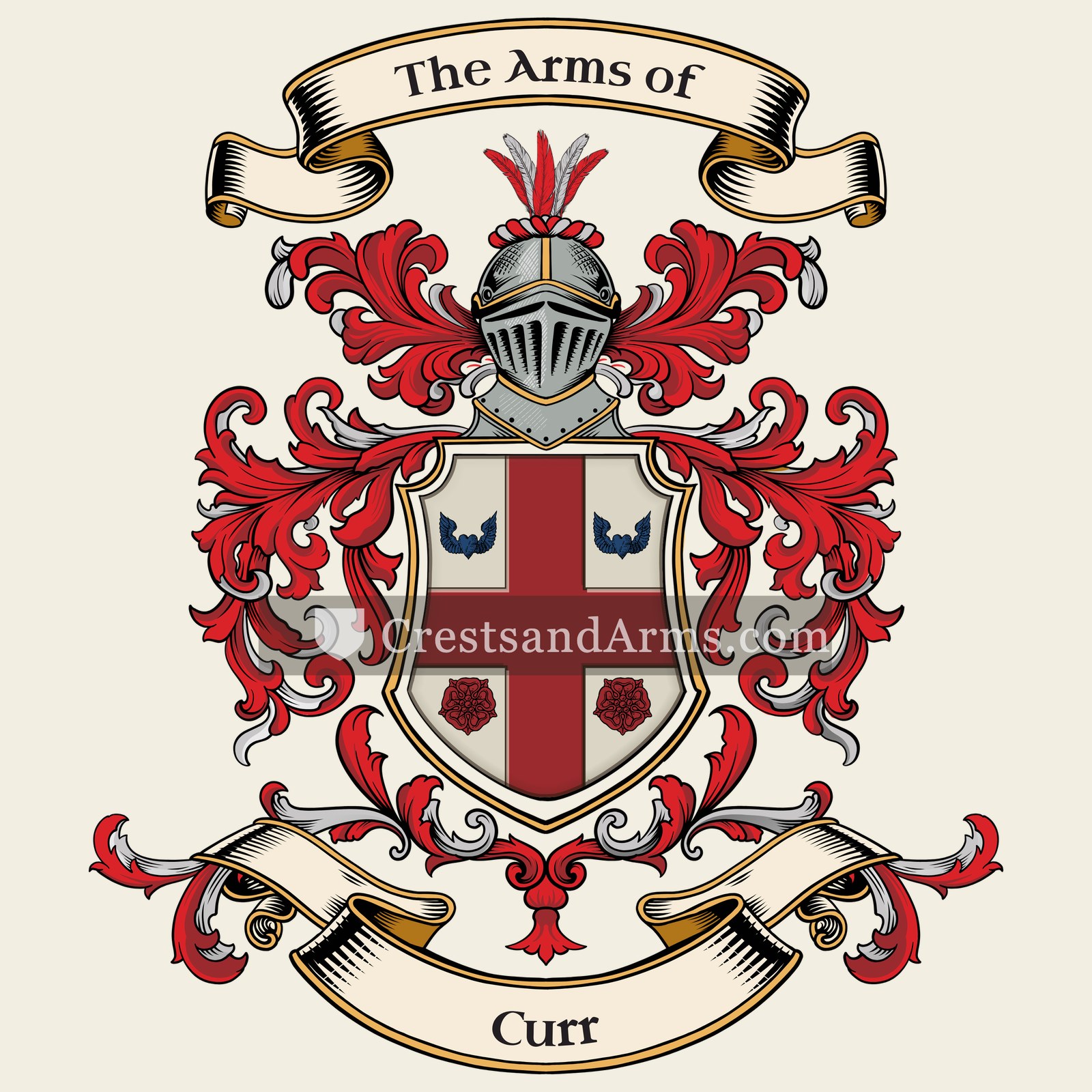 The Curr coat of arms, drawn from the recorded blazon