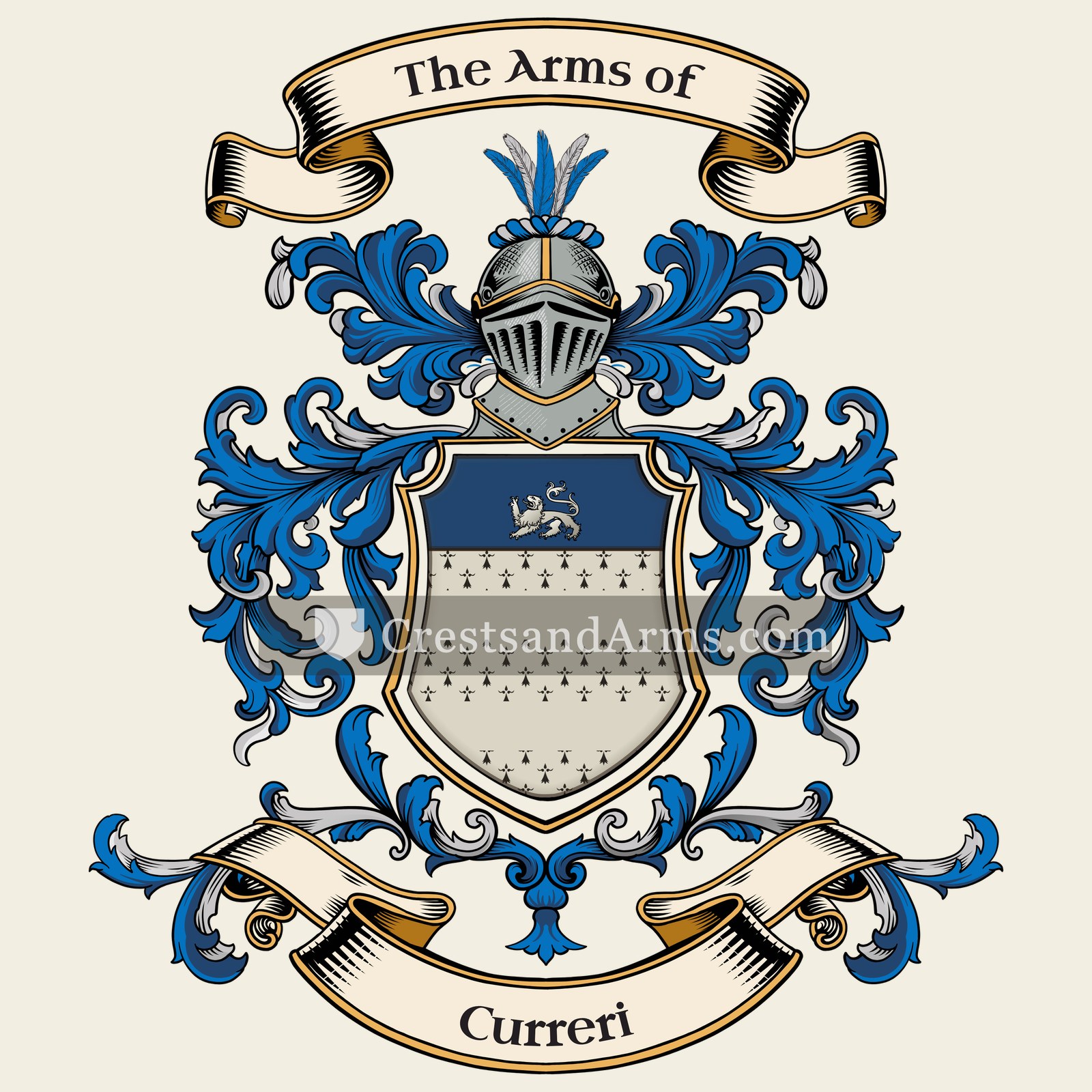 The Curreri coat of arms, drawn from the recorded blazon