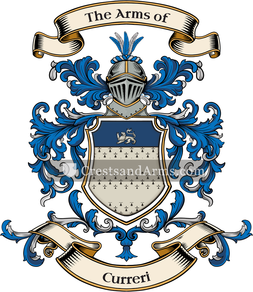 The Curreri coat of arms, drawn from the recorded blazon