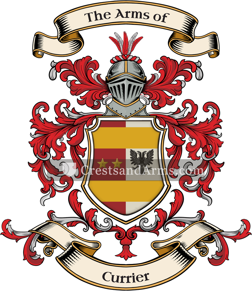 The Currier coat of arms, drawn from the recorded blazon