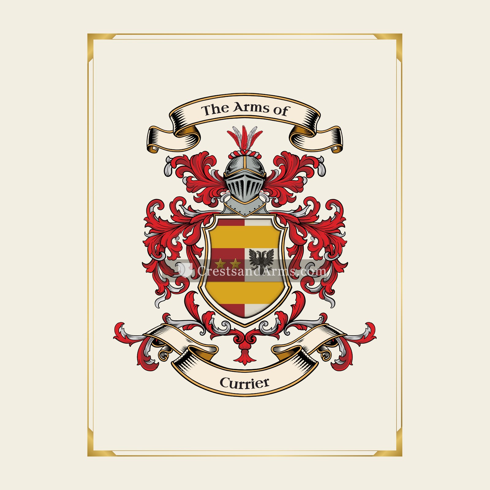With gold border