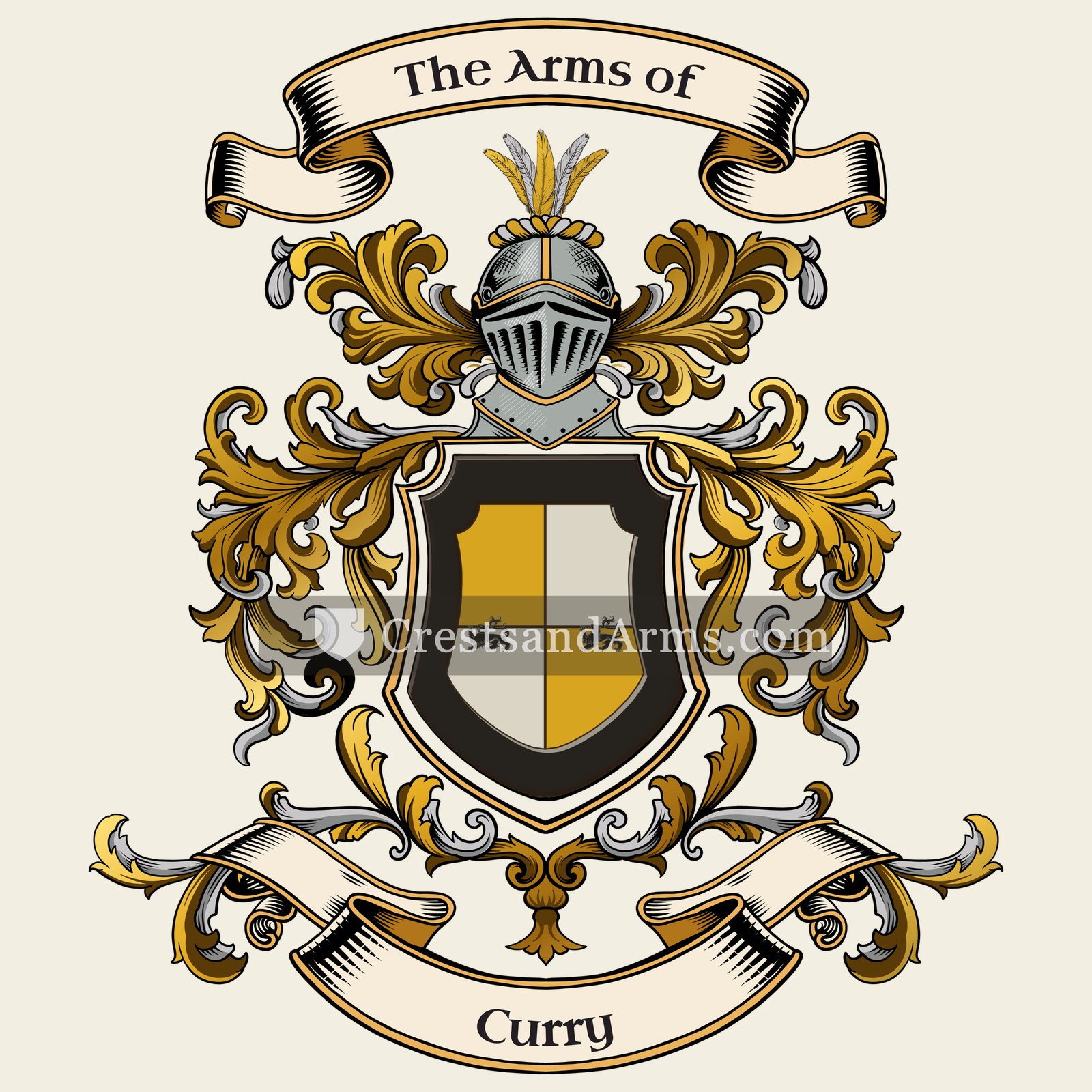 The Curry coat of arms, drawn from the recorded blazon