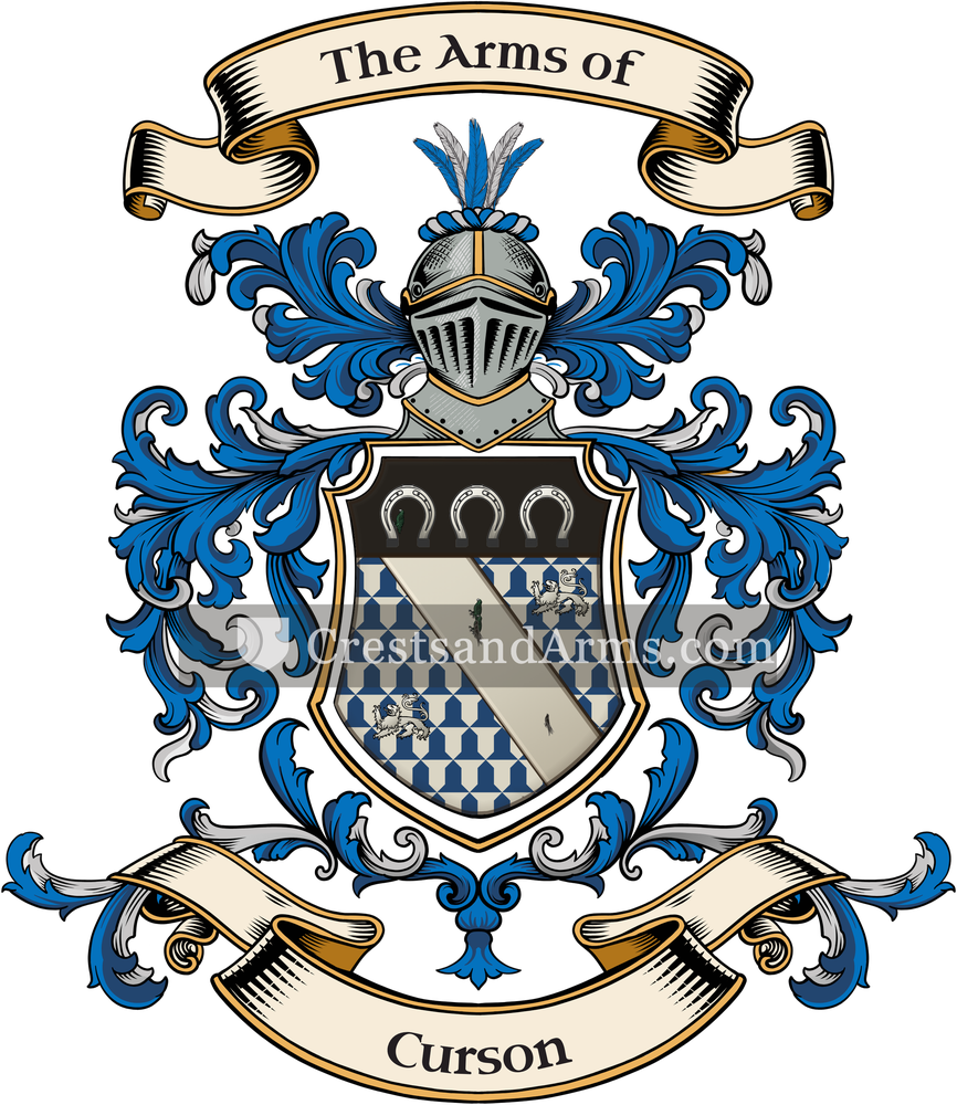 The Curson coat of arms, drawn from the recorded blazon