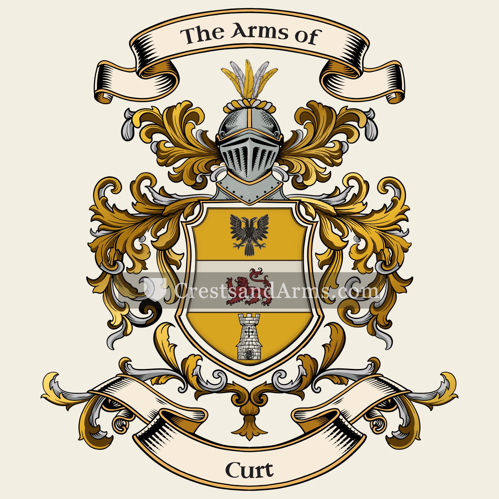 The Curt coat of arms, drawn from the recorded blazon