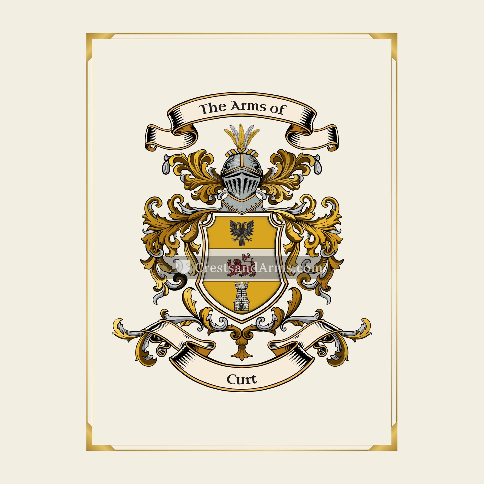 With gold border