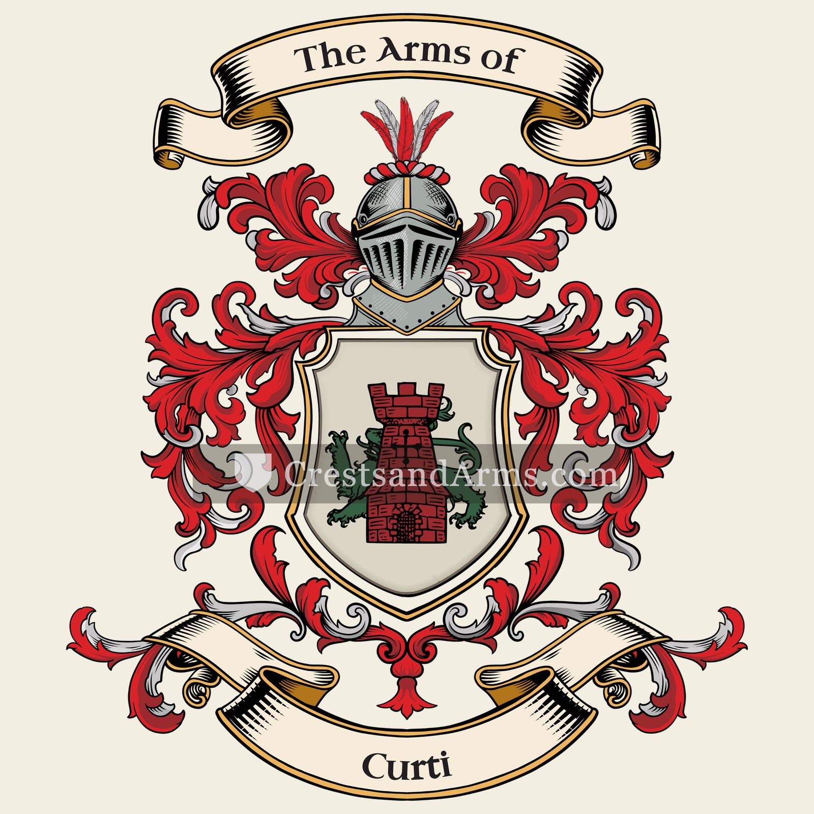 The Curti coat of arms, drawn from the recorded blazon