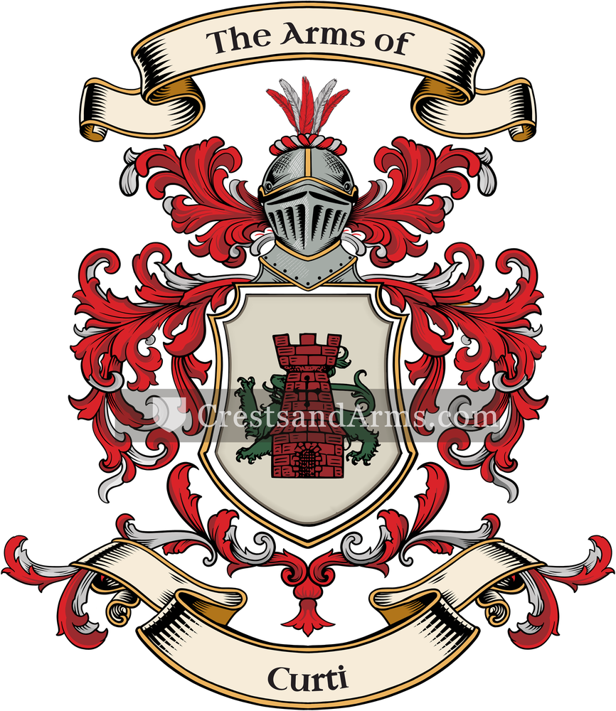 The Curti coat of arms, drawn from the recorded blazon