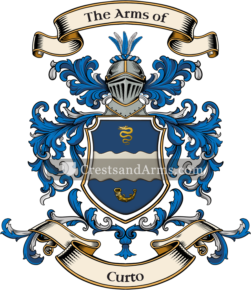 The Curto coat of arms, drawn from the recorded blazon