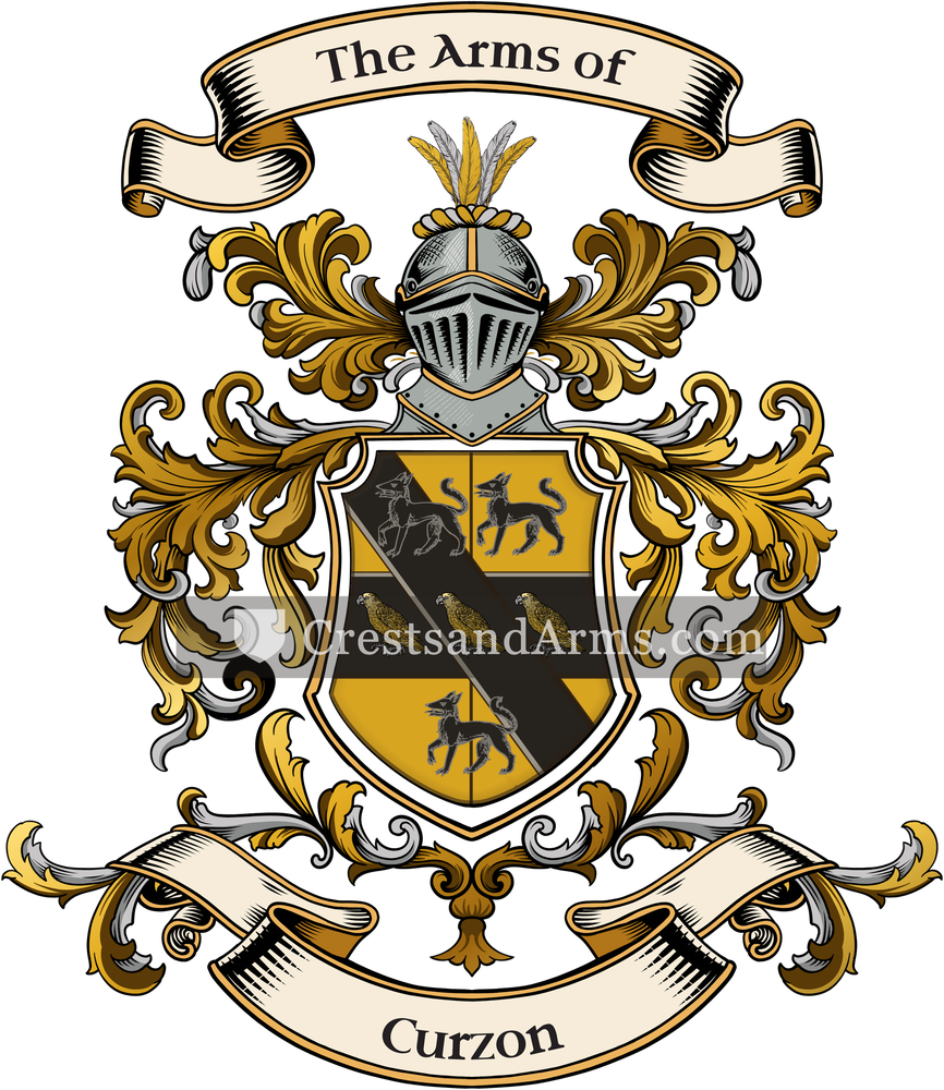 The Curzon coat of arms, drawn from the recorded blazon