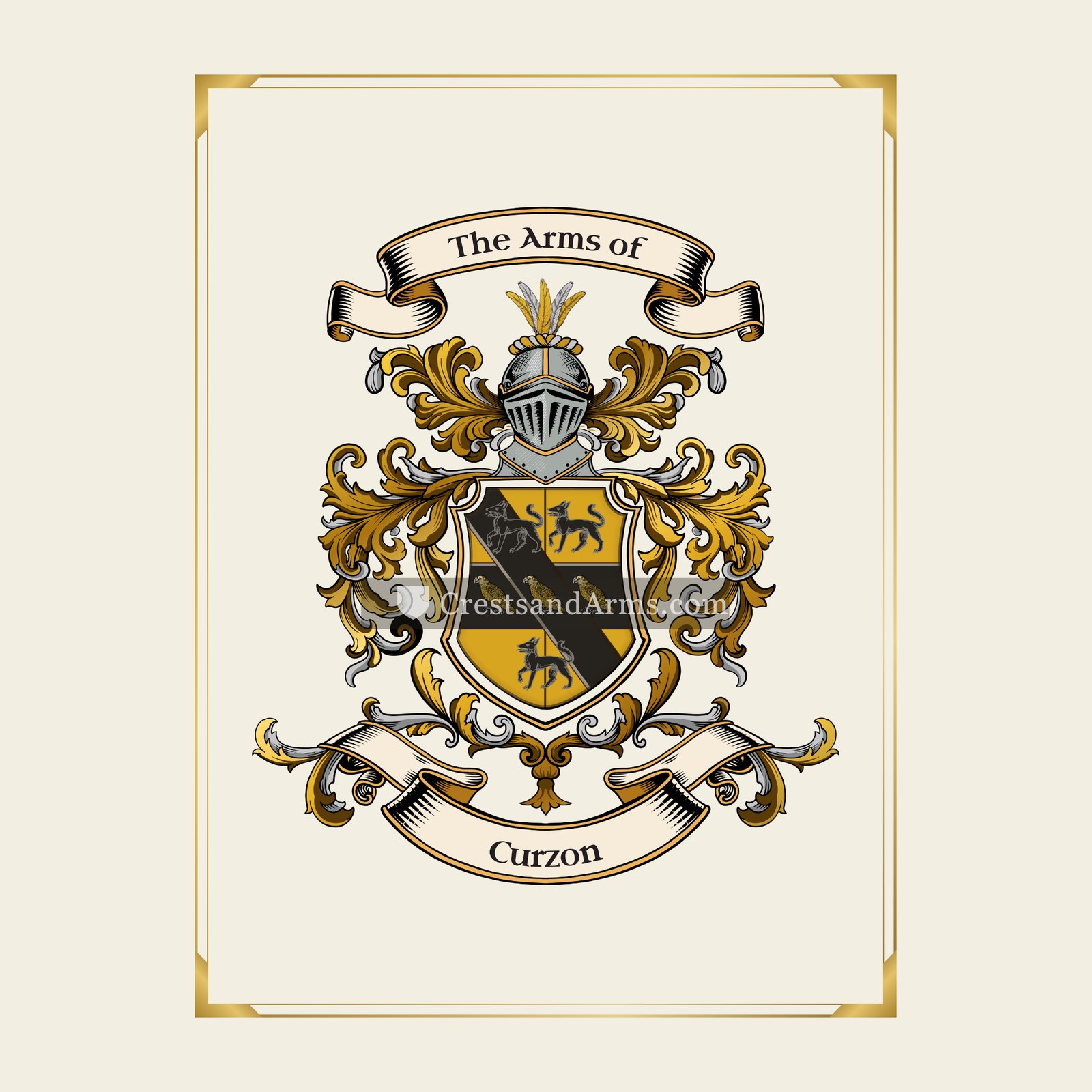 With gold border