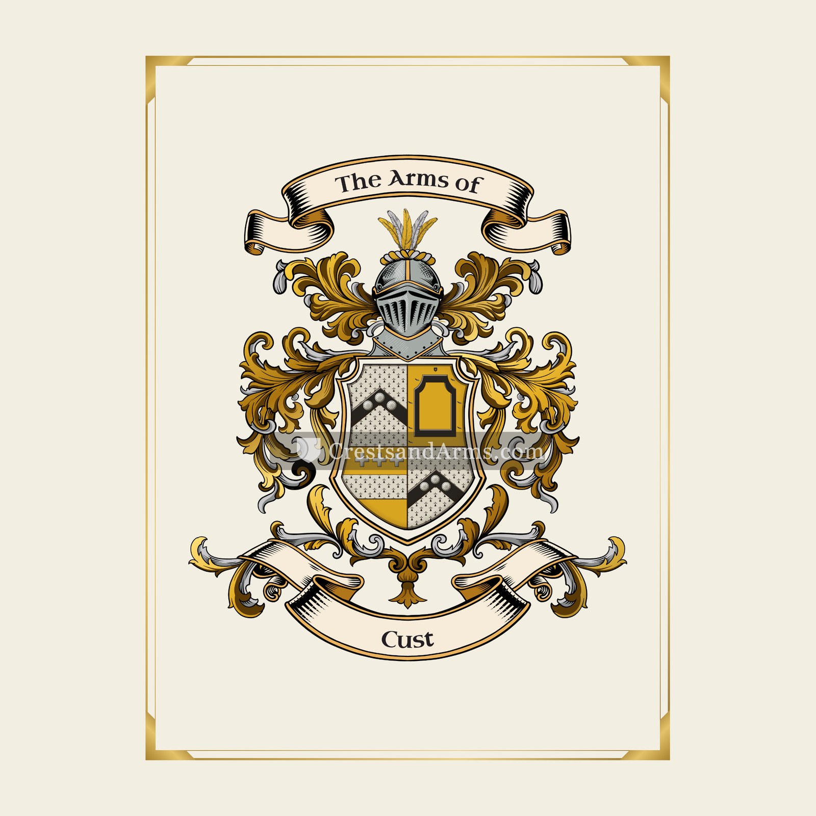 With gold border