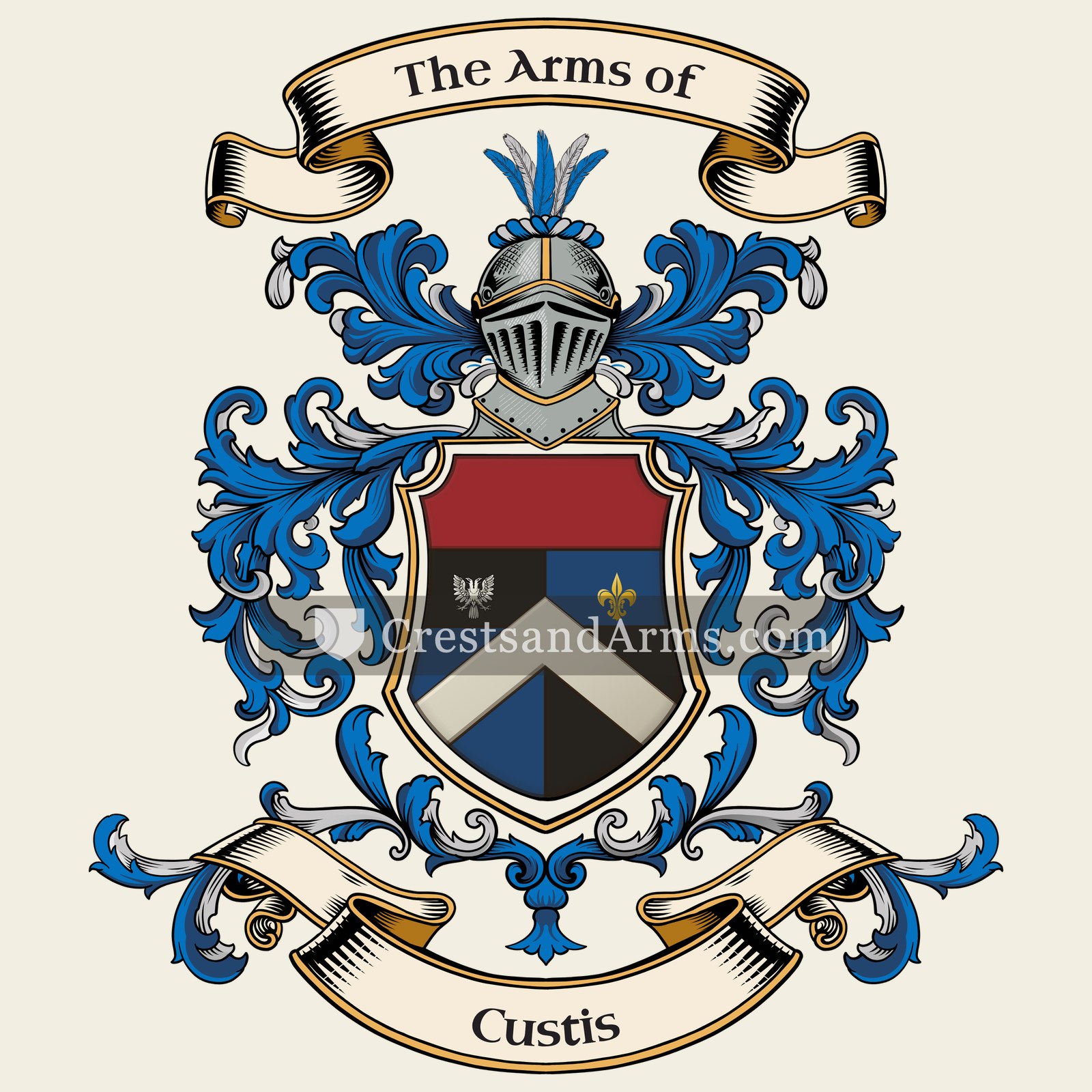 The Custis coat of arms, drawn from the recorded blazon