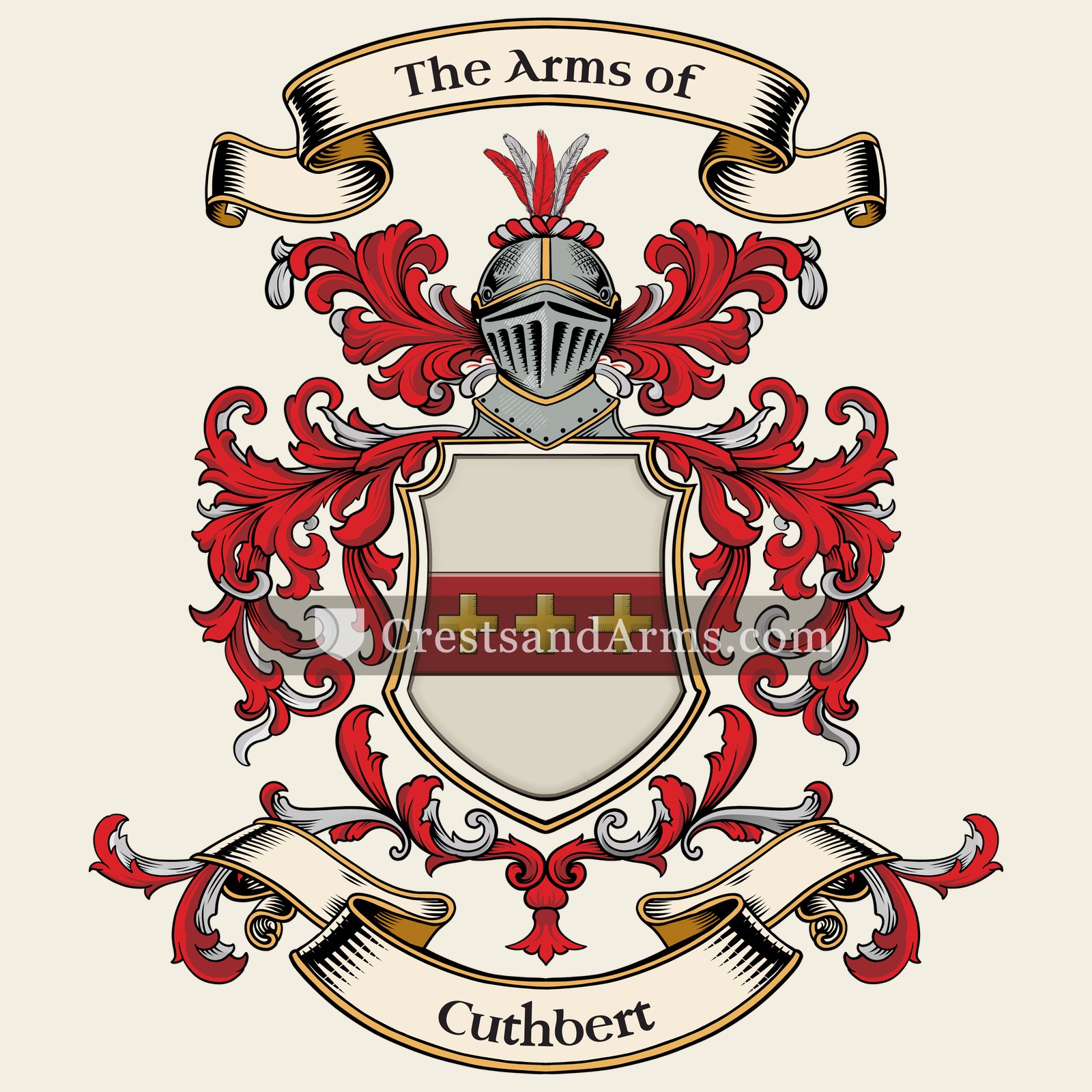 The Cuthbert coat of arms, drawn from the recorded blazon