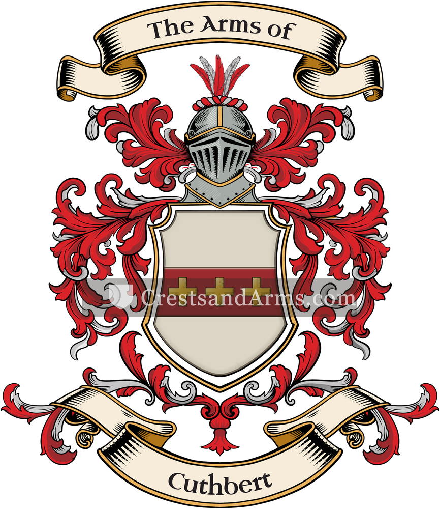 The Cuthbert coat of arms, drawn from the recorded blazon