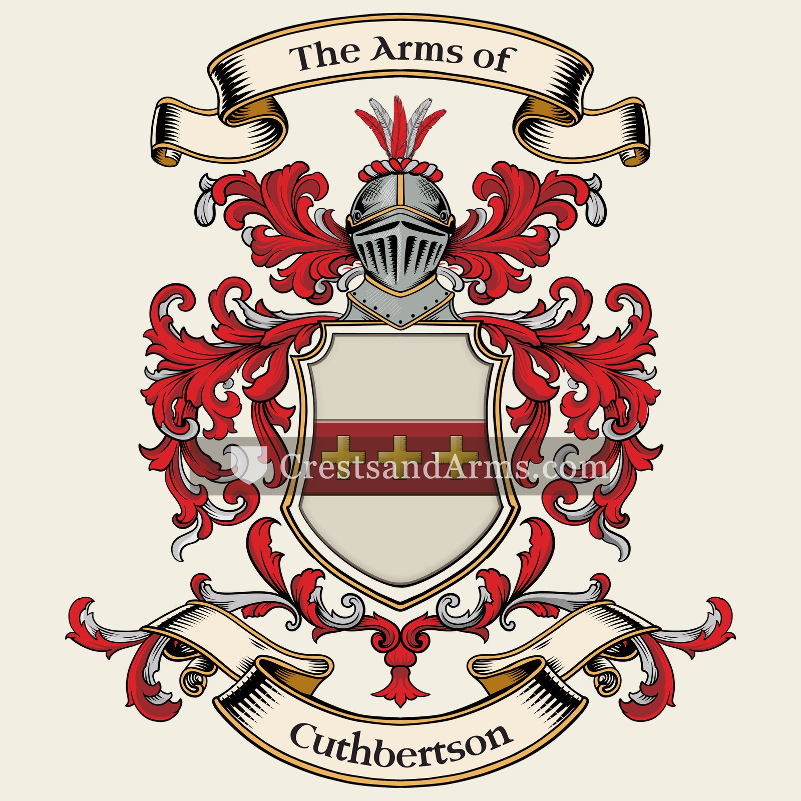 The Cuthbertson coat of arms, drawn from the recorded blazon