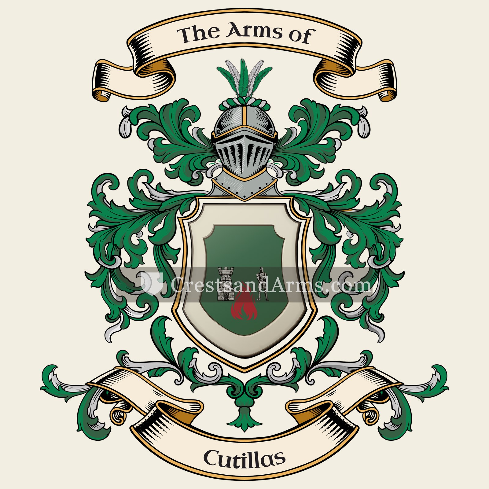 The Cutillas coat of arms, drawn from the recorded blazon