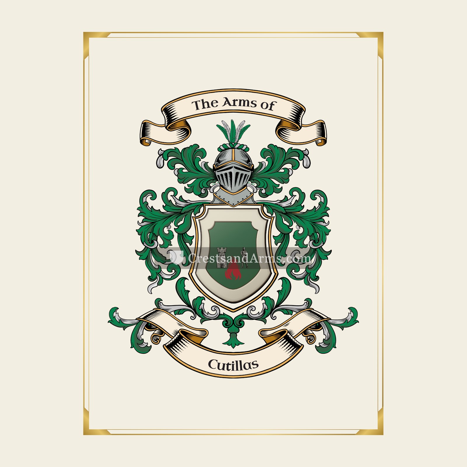 With gold border