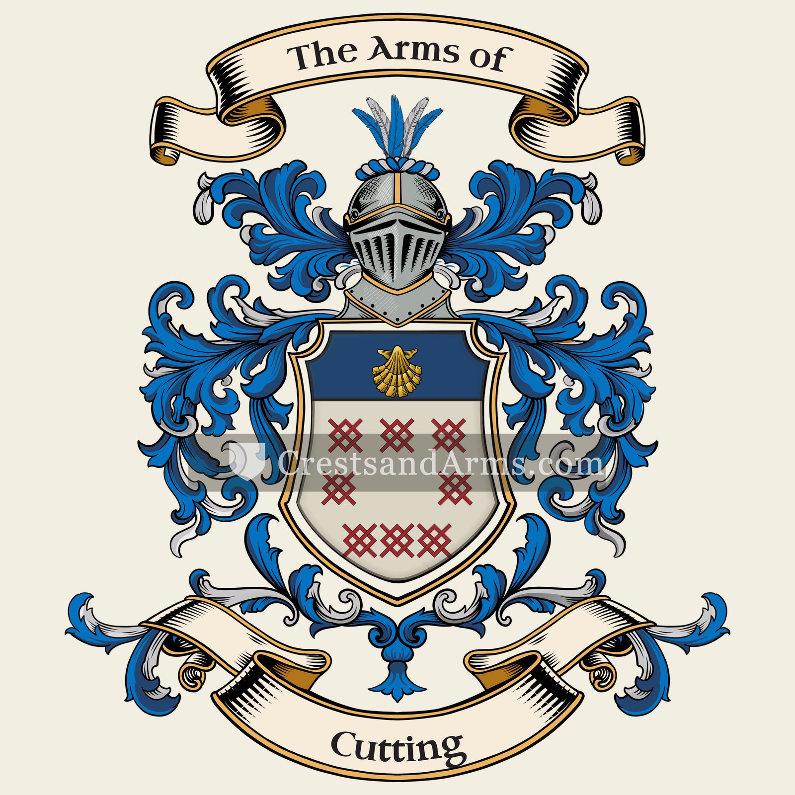 The Cutting coat of arms, drawn from the recorded blazon