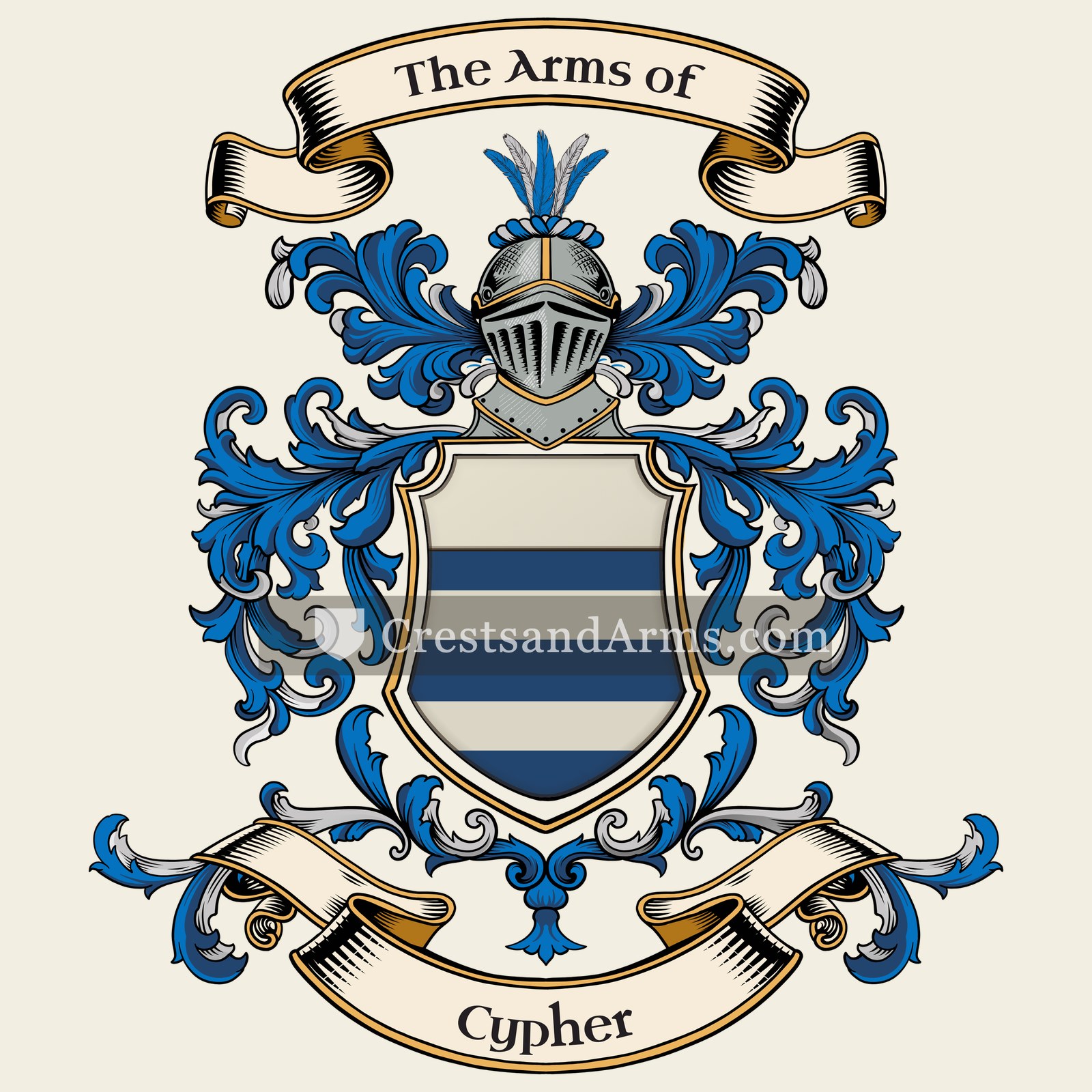 The Cypher coat of arms, drawn from the recorded blazon