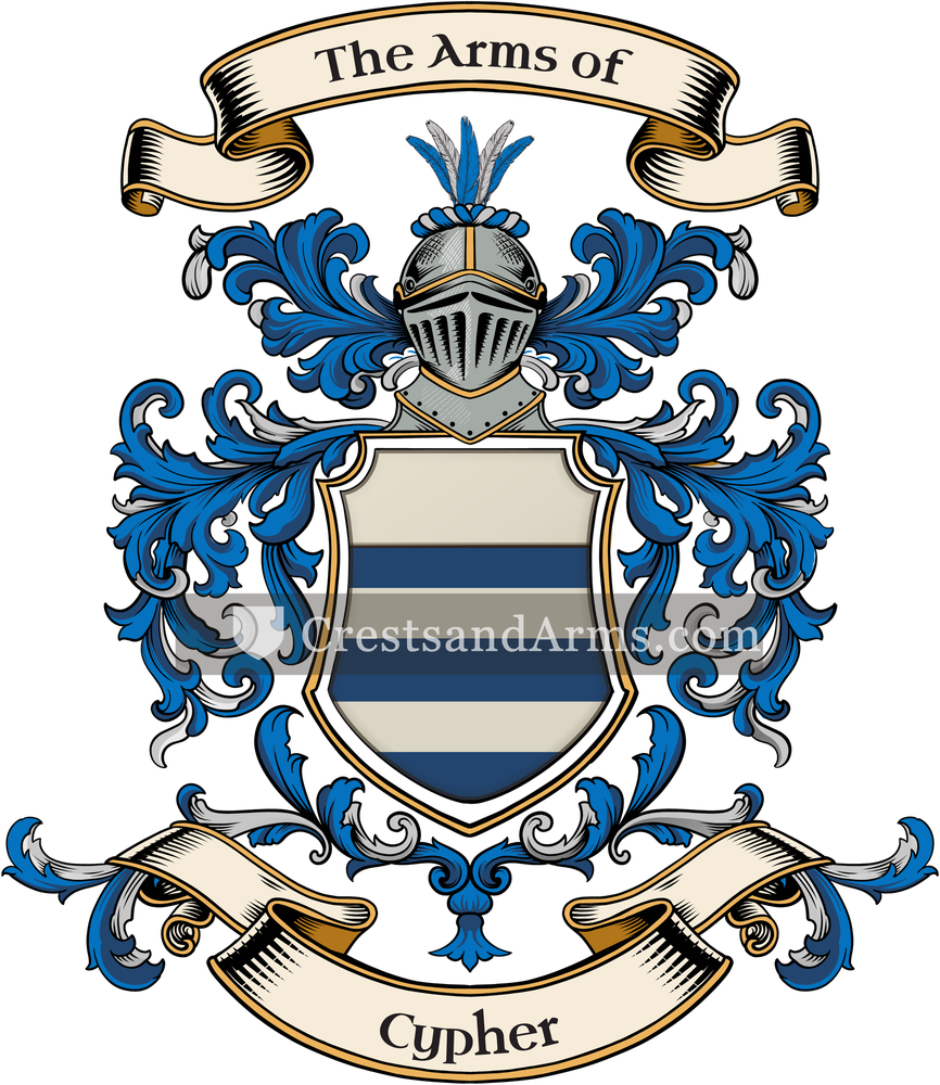 The Cypher coat of arms, drawn from the recorded blazon
