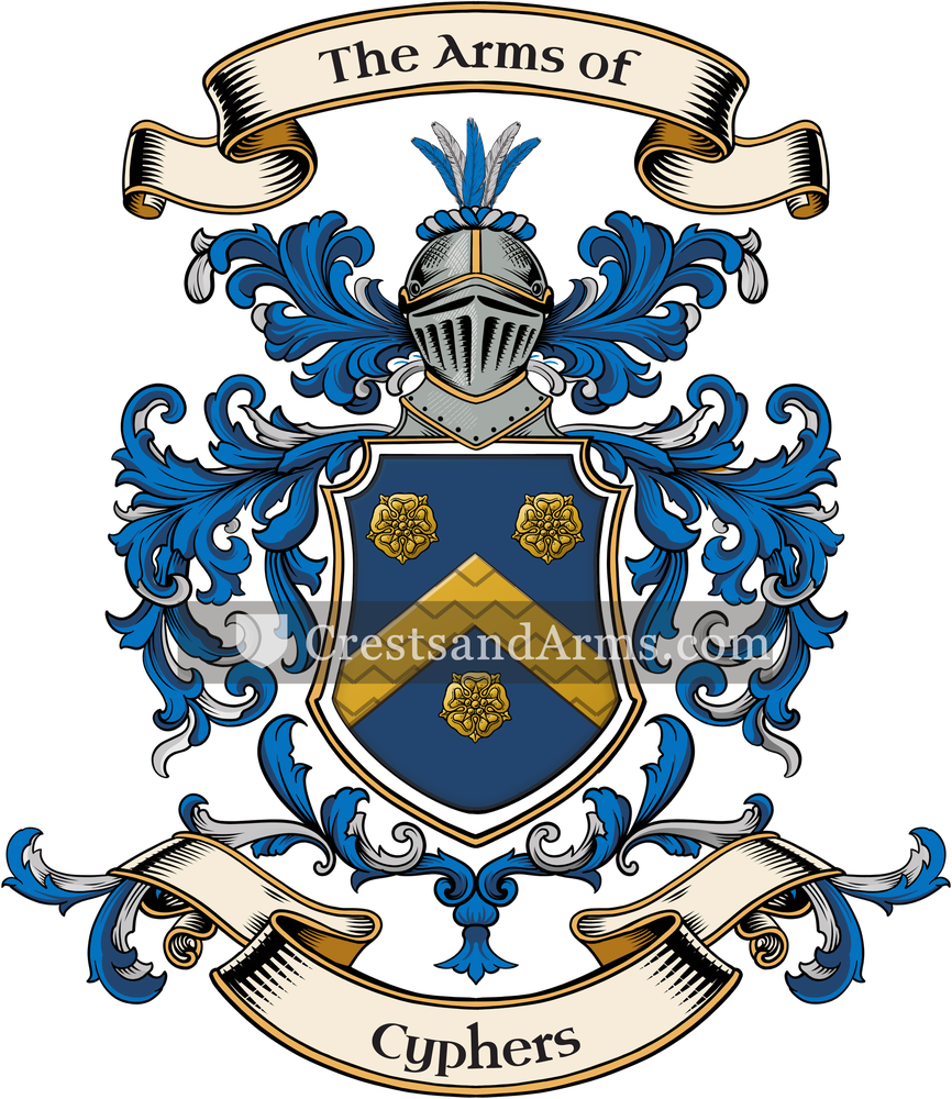 The Cyphers coat of arms, drawn from the recorded blazon