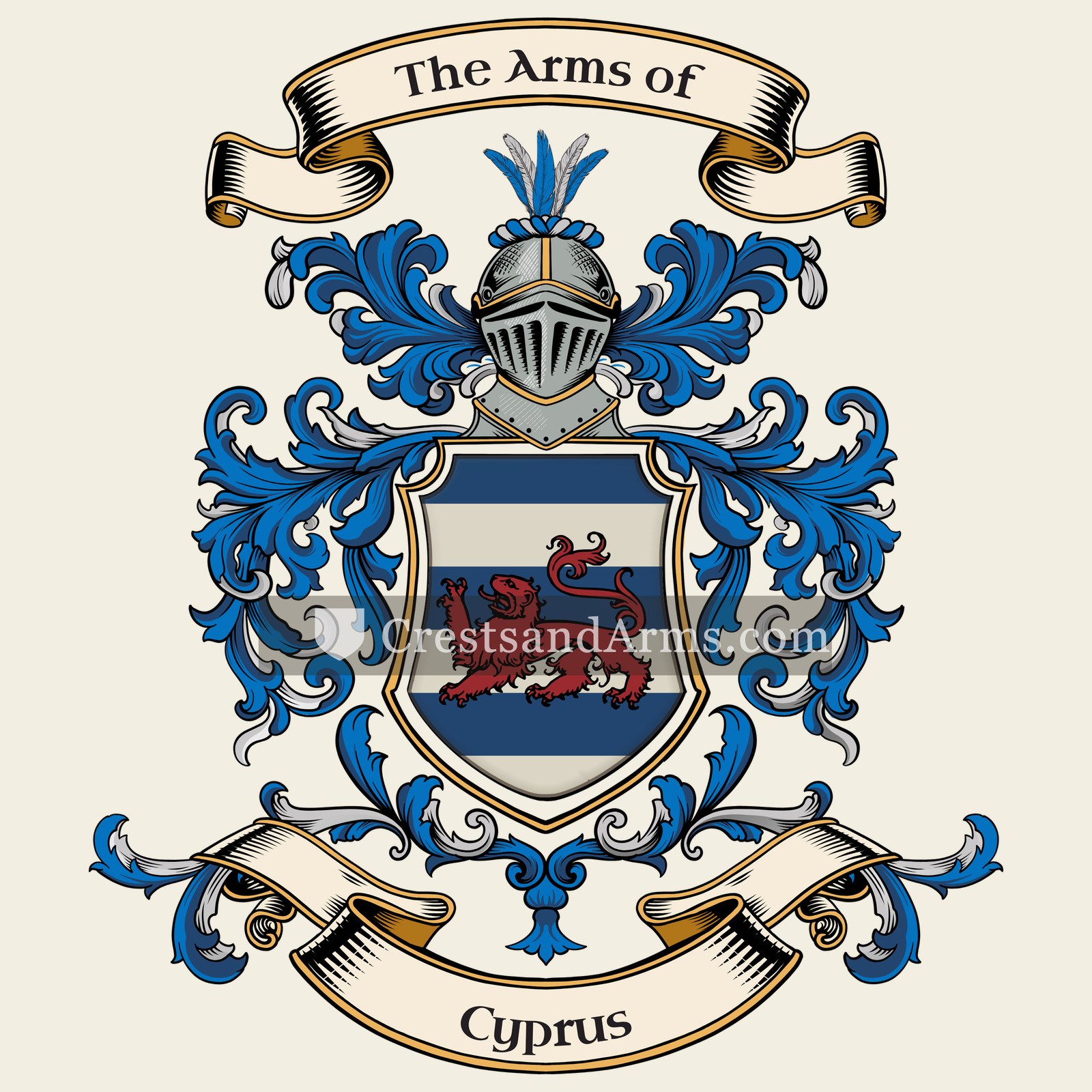 The Cyprus coat of arms, drawn from the recorded blazon