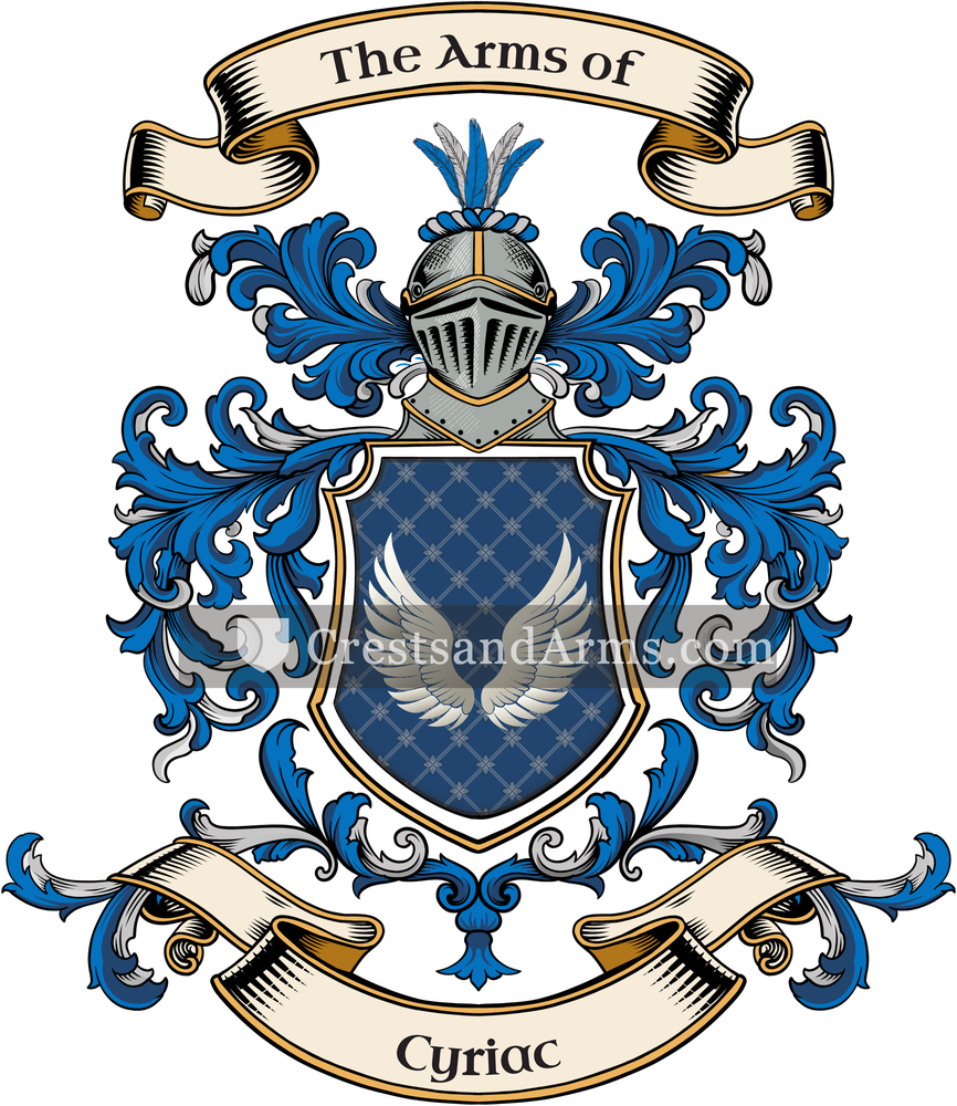 The Cyriac coat of arms, drawn from the recorded blazon