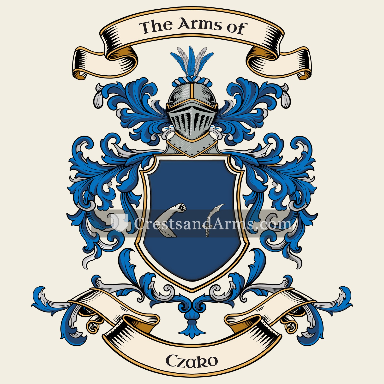The Czako coat of arms, drawn from the recorded blazon