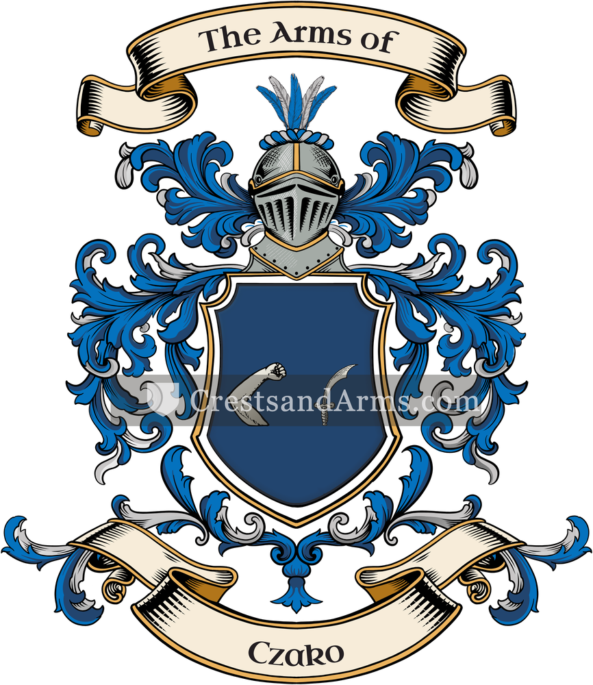 The Czako coat of arms, drawn from the recorded blazon