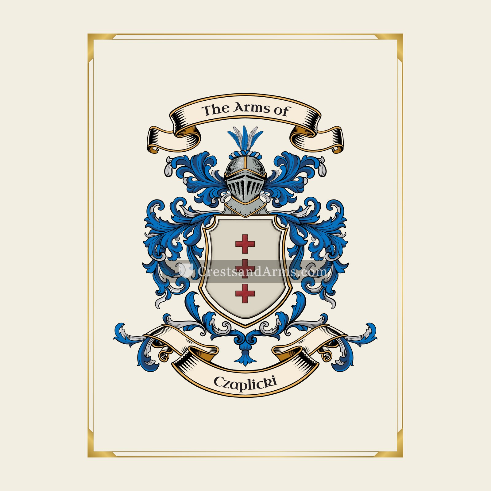 With gold border