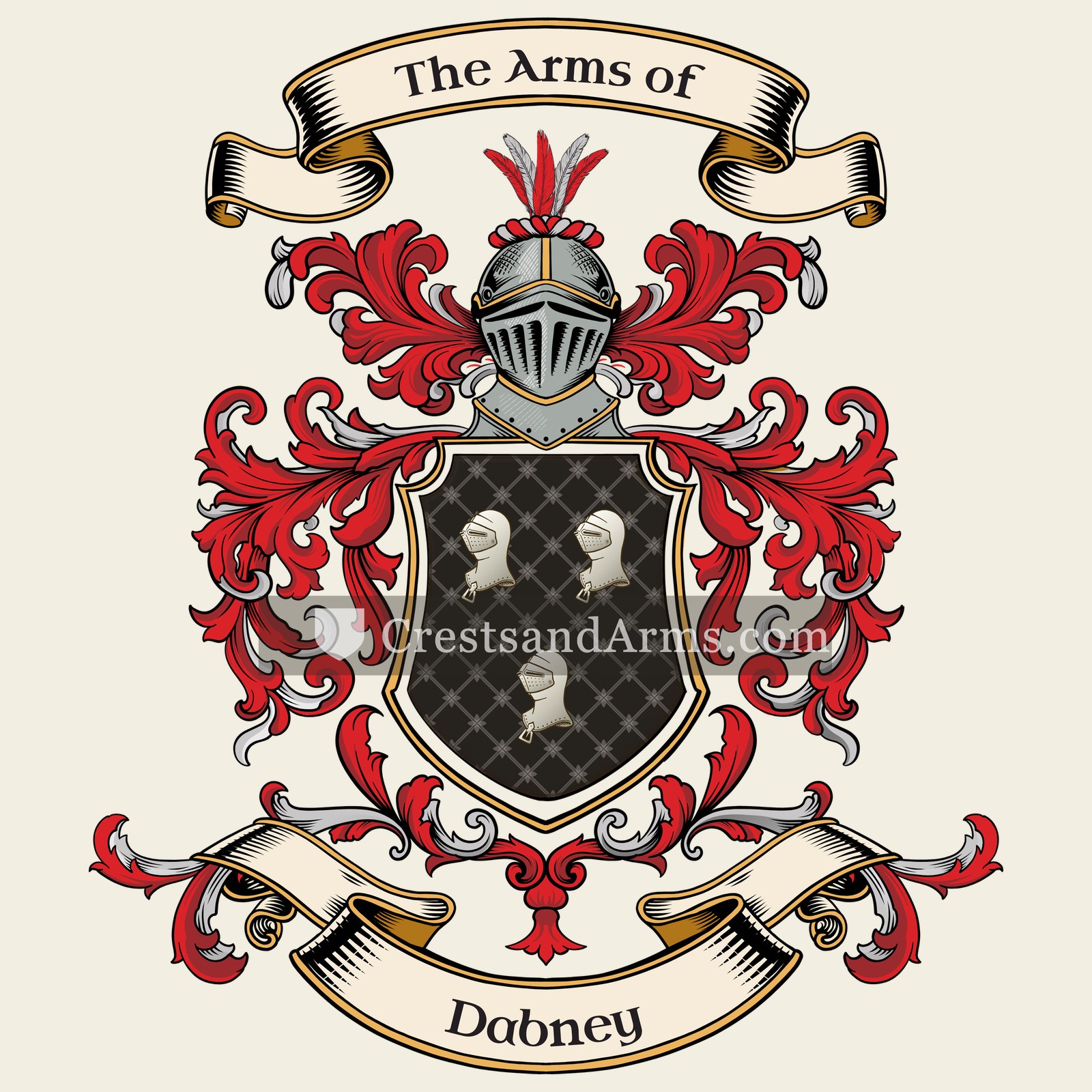 The Dabney coat of arms, drawn from the recorded blazon