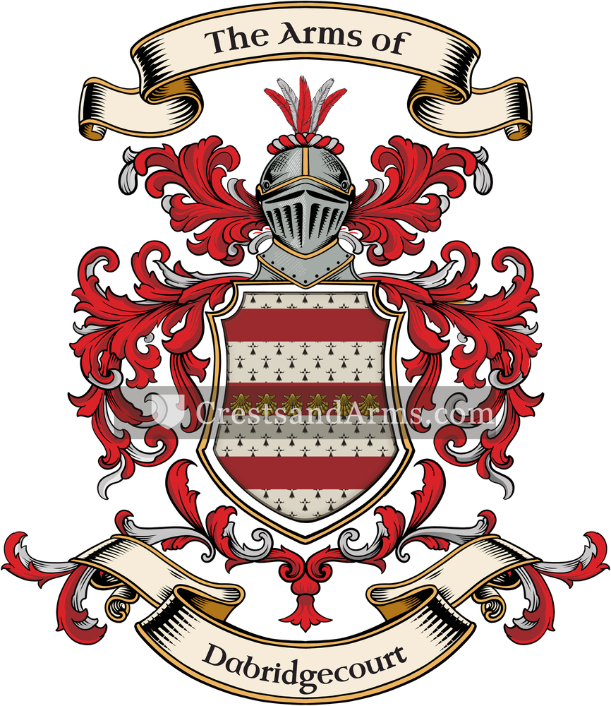 The Dabridgecourt coat of arms, drawn from the recorded blazon