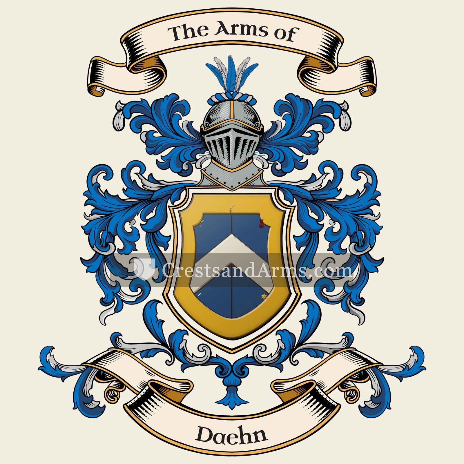 The Daehn coat of arms, drawn from the recorded blazon
