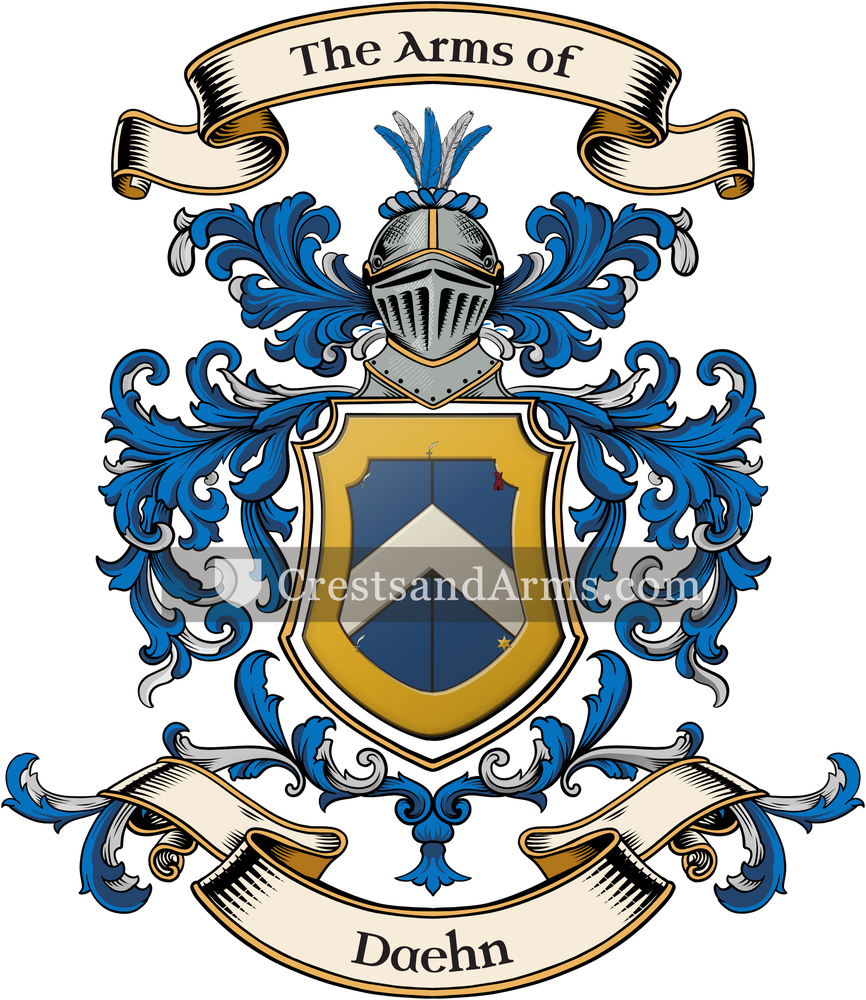 The Daehn coat of arms, drawn from the recorded blazon