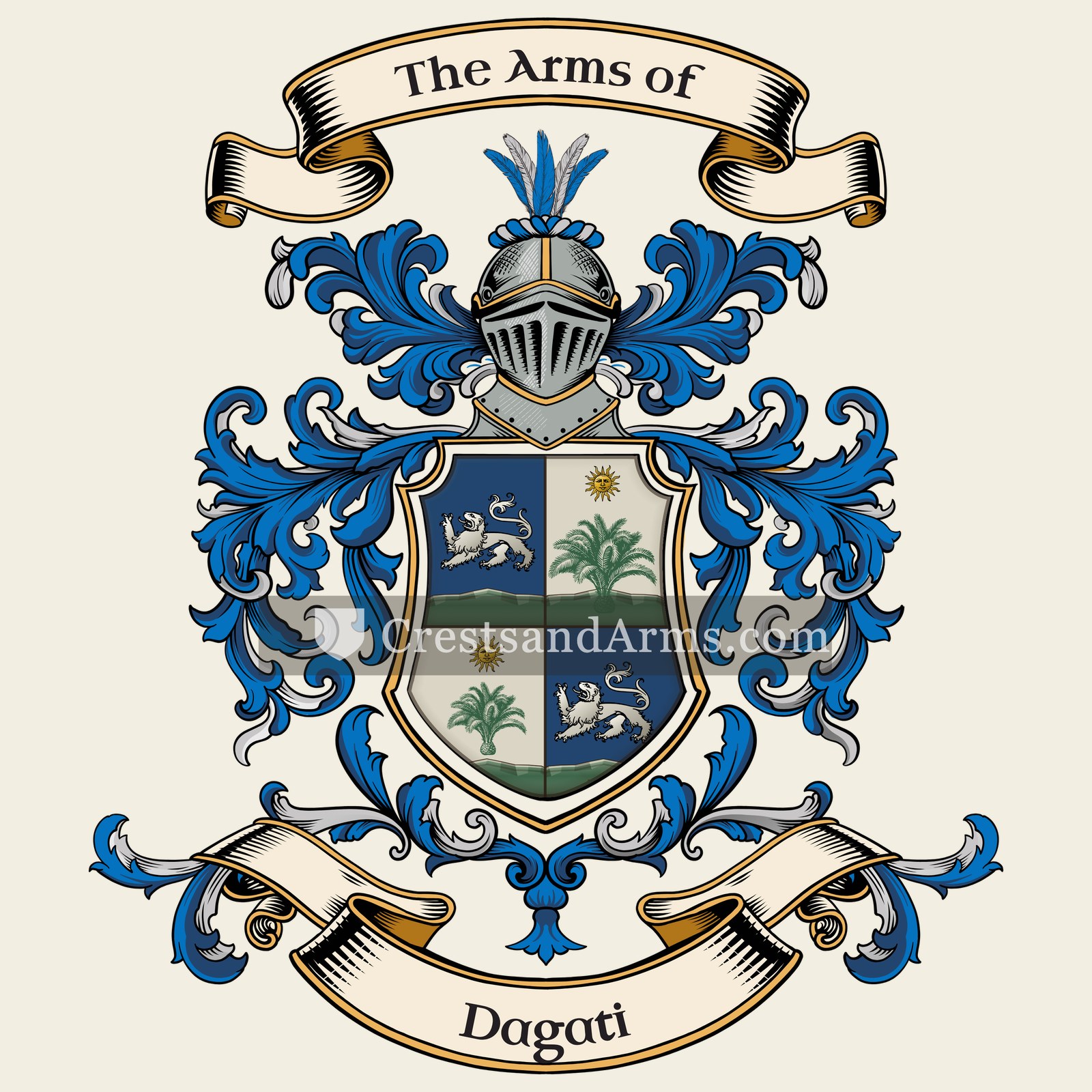 The Dagati coat of arms, drawn from the recorded blazon